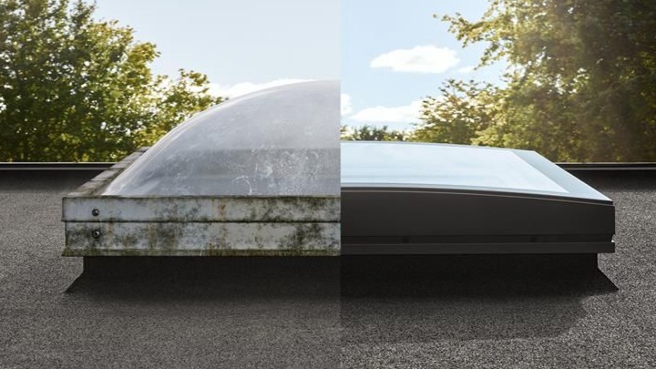 VELUX vervangt lichtkoepels: glazen platdakvensters boosten renovatie
